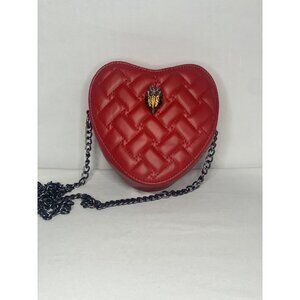 Heart-Shaped Red Quilted Crossbody Bag With Chain Strap